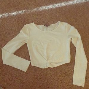Long sleeve white crop top